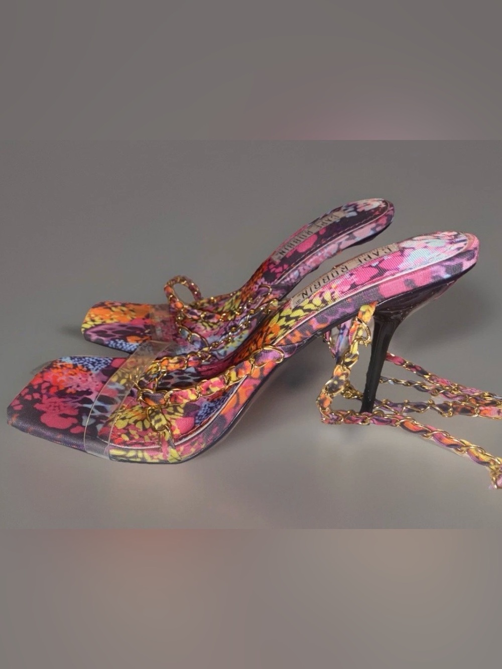 Cape Robbin Multicolor Floral Chain-Strap Heeled Sandals size 8.5